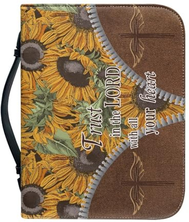 ZZHYTANG Bibelhülle for Frauen – PU-Leder mit Journal-Set, Grifftasche mit Reißverschluss, wasserdichter, verschleißfester Schutz, perfektes christliches Geschenk(Pattern C,30.5CM)
