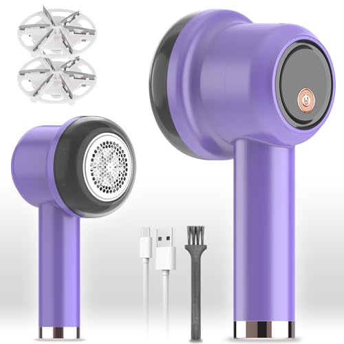 Lint Remover, Fabric Shaver Electric Bobble Remover for Clothes, USB Charging Fluff Remover Sweater Shaver with 2 Replacement Heads for Clothes Fabric