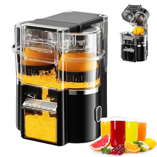 Máquina Exprimidora Eléctrica con Motor de 18000 Rpm, Exprimidor Doble de Cítricos, Exprimidor de Naranja Prensado en Frío Para Limón, Lima y Pomelo black