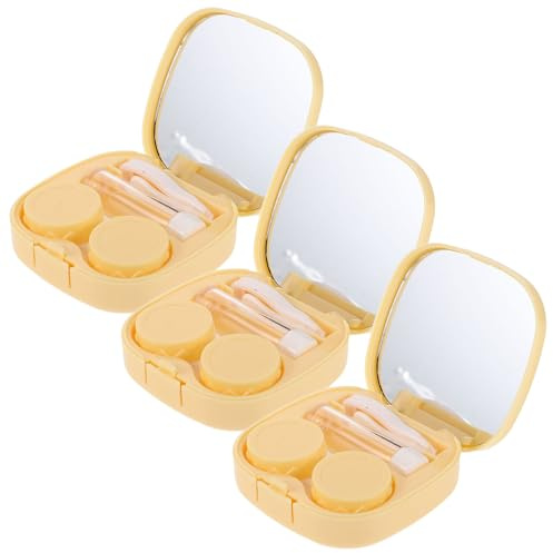 TOYANDONA Étui à Lentilles de Contact 3 Pièces Design Œuf Plat 3D Portable et Compact, Boîte de Rangement pour Lentilles, Kit de Voyage Hygiénique pour Usage Quotidien