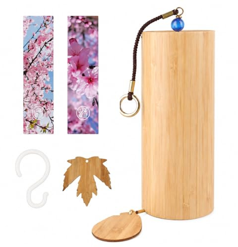 Japanische Bambus Windspiele, Afenau Japanisches Windspiel, Hängend Klangspiel aus Bambus, Zen Windspiel für Draußen, Yoga, Meditation, Wohnkultur (Spring Breeze F-Akkord)