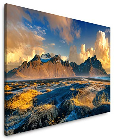Paul Sinus Art Island berge 120x 80cm Inspirierende Fotokunst in Museums-Qualität für Ihr Zuhause als Wandbild auf Leinwand in