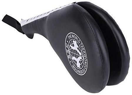 Dilwe Taekwondo Kick Pad, Calciolo in Pelle PU con Spugna Elastica, Doppio Target per Calci Bassi e Alti, con Cordoncino da Polso, Nero, Bersaglio per Taekwondo e MMA