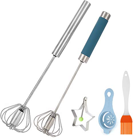 Küchen Schneebesen,LandJoy Halbautomatischer Schneebesen 4PCS, Mini-Schneebesen,Ballonschneebesen,Rührbesen,Quirl,Backzubehör-Set mit Eigelbtrenner, Backpinsel