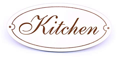 Schild Türschild Oval - Küche - selbstklebend Hinweisschild Dekoschild 15 x 7 cm (Kitchen - englisch)