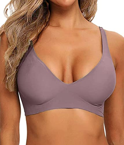 Joligiao Push Up Lingerie Couleur Unie Soutien-Gorge Quotidien Lift Brassière Classiques Soutiens-Gorge sans Armature Doux Brassière avec Coussinets Amovible