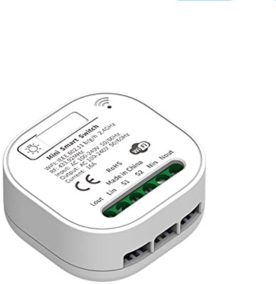 aixi-SHS WiFi RF 433Mhz Tuya Smart Switch Modul 16A Mini Smart Breaker 2-Wege 1Gang kompatibel mit Amazon Alexa Google Home Smart Life App (1xWiFi RF433Mhz Switch)