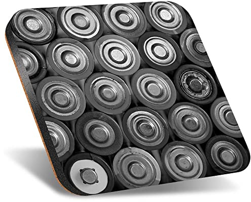DV DESIGN 1 x Eco Square 12cm Coaster - BW - Retro Batteries Power Bank Drink Cup Mug Glass Table Protection Mat #38896