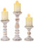 Inweder Rustico Portacandele in Legno Pilastro - 3 Pezzi Portacandele in Legno Portacandele Pilastro Set Bianco Angosciato Shabby Portacandele per Centrotavola Matrimonio Agriturismo Home Room Decor