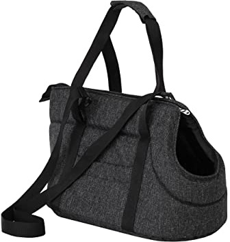 Hundetasche, Hände frei Reisetasche, Transportbox, mit Seitentaschen, Katzentasche, mit verstellbarem Schultergurt, Schwarz, M: 20 x 36 x 22 cm