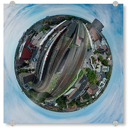 artboxONE Acrylglasbild 20x20 cm Städte HH-Barmbek Fuhle & Bahnhof - Bild Hamburg Bahnhof barmbek