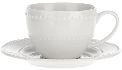 LA Porcelaine Blanche - Lot de 6 Tasses à café avec Soucoupe Colline
