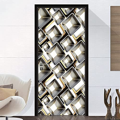 3D Innentür Türposter Türtapete Türaufkleber 90 X 200 Cm Abstraktes Geometrisches Metallgitter Selbstklebend Türfolie Poster Tapete Wandtattoo Tür Wandbild Aufkleber Schlafzimmer Bad Büro Hause Deko