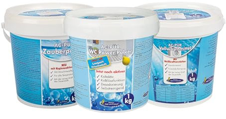 AQUA CLEAN Probierset 3tlg. PUR Zauberpulver, PUR Vollwaschmittel & WC Power Pulver