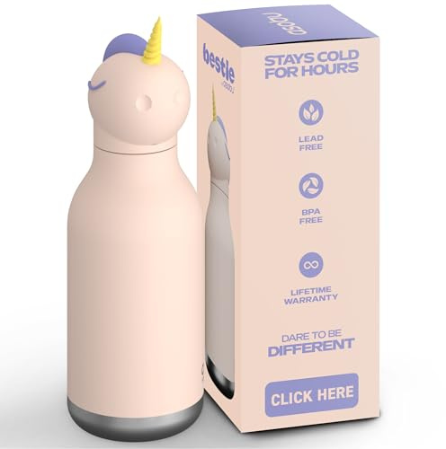asobu Bestie flaska isolerad vattenflaska i rostfritt stål med avtagbart mjukt djurhuvud roligt drickande för barn och tonåringar med flexibelt återanvändbart sugrör 16 oz