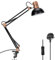 Milpoel Desk Lamp, Metal Swing Arm Table Lamp, E27 Desk Lamp, Clip on Light, Classical Swing Arm Architect Lamp, Adjustable Desk Light for Office, Reading, Bedroom, Crafts (Black)
