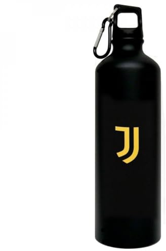GIEMME JUVENTUS JUVE BIANCONERI BORRACCIA IN ALLUMINIO NERA CON LOGO GIALLO CON MOSCHETTONE 800 ML