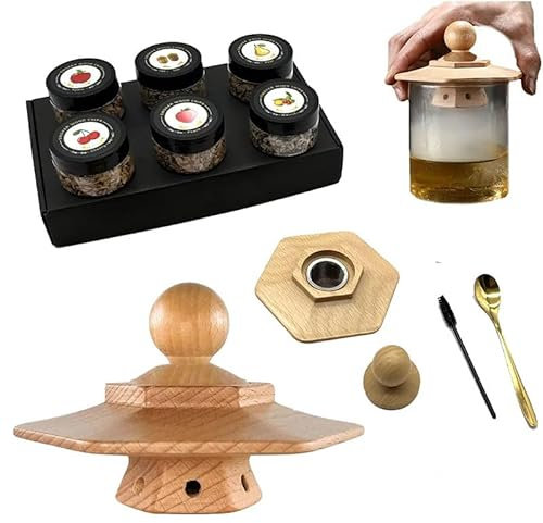 Kit per affumicatore per cocktail, kit per affumicatore di formaggio e whisky, con trucioli di legno da 6 gusti, accessori per cocktail bar, kit per cocktail, kit regalo per uomini e amanti dei