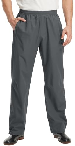 donhobo Regenhose Herren Wasserdicht Atmungsaktive Fahrrad Überziehhose Leichte Wanderhose Winddicht Outdoor Trekkinghose (Grau, M)