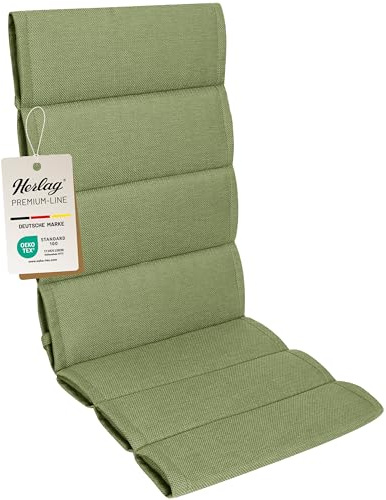 Herlag Hochlehner-Polsterauflage Linnea 123x50x3cm | Stuhlauflage Mehrfachsteppung | Auflage für Hochlehner-Gartenstühle | Premium-Line | Öko Tex 100 | 1 Polster | Oliv