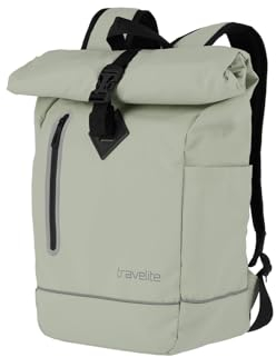 Travelite Rolltop Rucksack wasserfest, Fahrradrucksack, Freizeitrucksack mit Rolltop Verschluss & Reflektoren, BASICS, 48 cm, 19 Liter