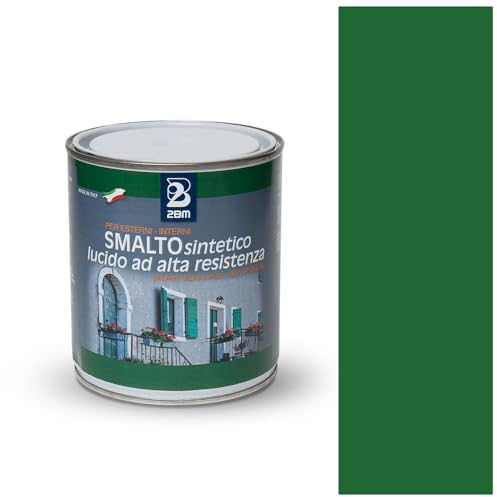 2BM Vernis synthétique à haute résistance vert feuille RAL6002 à solvant brillant sans odeur, non jaunissant, convient pour le bois, le métal et le mur, pour l'intérieur et l'extérieur | Format 2,25 l