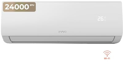 EVVO CLIMA Aire Acondicionado Slipt, Refrigeración y Calefacción, Hasta 45 m2, Inverter, Bomba de Calor, Mando a Distancia, Clase A++/A+, Deshumidificador, R32 (24.000 BTU)