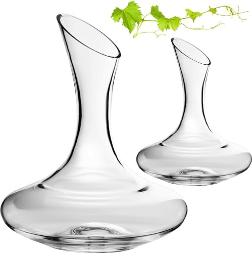IMPERIAL glass Dekanter 2100ml Set 2-Teilig 'Athen' Weinkaraffe aus Crystalline Glas Weindekanter Handgefertigt Rotweinkaraffe