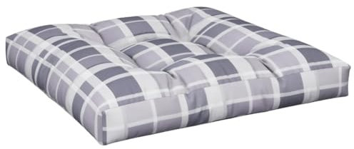 vidaXL Cojín para sofá de palets de Tela a Cuadros Gris 70x70x12 cm