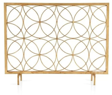 Grille pare-étincelles pour fournaise Single-sided Fireplace Screen Iron Fireplace Decorative Screen Home With Mesh Guardrail Living Room European Fireplace Partition Pare-étincelles autoportant(Gold)