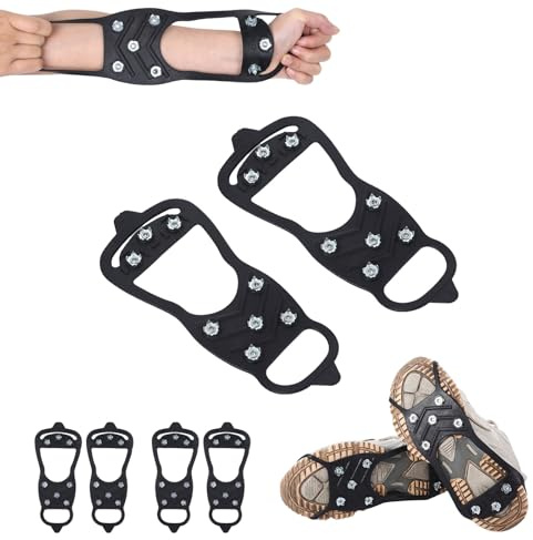 2 Paar Spikes für Schuhe Winter, Schuhspikes Winter rutschfest, Grödel, Steigeisen für Bergschuhe, Spikes Schuhe, Schuhe Anziehen für Spazieren Hikenture Walking und Outdoor Sports Winter M
