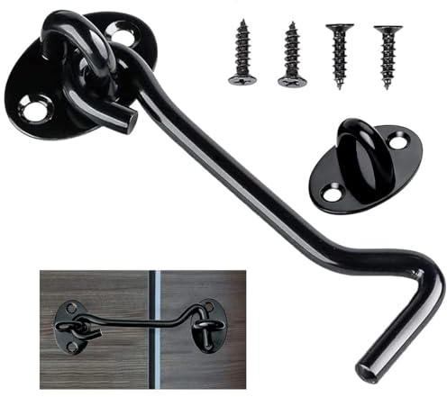 ruitao 3 Inch Stainless Steel Gate Hook, Hook and Eye Latch, Wall & Door Mount, Modern/Industrial Style, Suitable for Wood, Metal, Concrete Surfaces, 70 grams, 1 count