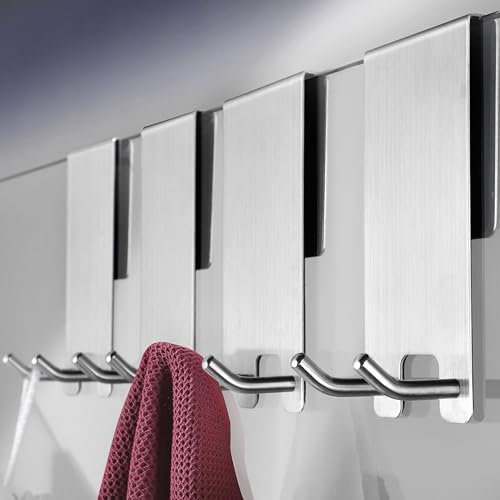 ZUNTO Handtuchhaken 4 Stück Duschhaken ohne Bohren, Edelstahl Handtuchhalter Duschwand für Handtuch und Duschabzieher, Haken Duschwand mit Gummipads für Glasdicken 6-12 mm