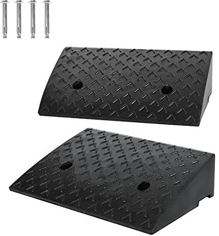 SUBTLETY Lot de 2 rampes de trottoir en caoutchouc - 10 cm de hauteur - Antidérapantes - Portables - Pour fauteuils roulants, scooters, voitures et motos