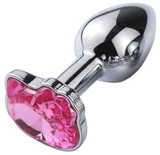 Metall Analplug Anal plug mit Glänzend Rosa Kristall Katzengesicht für Frauen，Katze Gesicht Anal plug Butt plug für Anfänger (Klein)