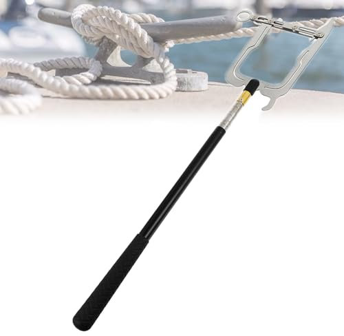 Mavdecll Festmacher Dockhaken, 40 cm–140 cm Teleskop-Bootshaken, U-förmiger Festmacher-Einfädler, Edelstahl-Teleskopstange, Führung des Bootes Zum Liegeplatz