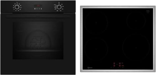 NEFF BX46PIB0, Herd-Set, Bestehend aus B2CCG6AK3 Herd, 60 x 60 cm, Pyrolyse-Selbstreinigung, CircoTherm, LED-Display & T46SBE1L0 Induktionskochfeld, Powerstufe, Touch Control, Edelstahlrahmen