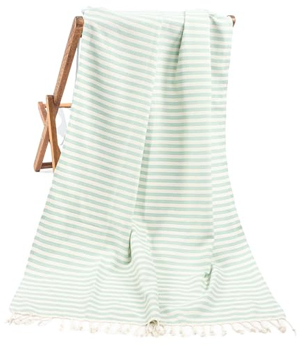 Hammetex Peshtemal Oeko-Tex Zertifiziertes, Leichtes & Sandfreies Extra Groß Strandtuch, Saunahandtuch, Hamamtuch, Yogatuch, Badetuch, Duschtuch, Reisehandtuch – 95x185 cm