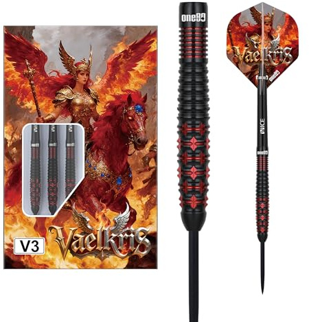 ONE80 Steeldarts Vaelkris VHD 90% Tungsten Steeltip Dart Steeldart Dartpfeile Set mit Schäften und Flights Hochwertige Tungsten Steeldarts