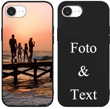 Yoedge Personalisierte Handyhülle für iPhone 17e / iPhone 16e Hülle Personalisiert 6,1, Schwarz Hülle mit Eigenem Foto Bedrucken Bild Text Schutzhülle Selbst Gestalten für iPhone 17e / iPhone 16e