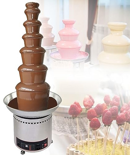 WOTZOV 5/6/7-Tier Electric Chocolate Fondue Fountain Machine Stainless Steel Commercial Chocolate Fountain for Party Wedding Restaurant, Sweet Treats, Fruits, Nuts, 0℃~150℃ Adjustable,6Tier，7Tier