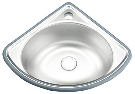 GLJTUO Eckwaschbecken Aus Edelstahl, Waschbecken Fürs Badezimmer, Dreieckiges Waschbecken Zur Wandmontage, Für Die Toilette In Küche Und Bad,Silver-B1(34x34cm)
