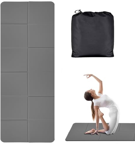 Vikbar golvskyddsmatta, fitness, underlagsmatta för träningsutrustning, 183 x 61 cm halkfri tjocklek hög densitet PVC golvmatta fitness för löpband, ellipstränare, motionscykel, rulltränare (grå)