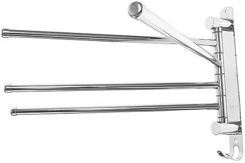 UTHCLO Toallero de Acero Inoxidable para Baño sin Taladro, Barra de Toalla Giratoria de 4 Brazos, Montaje en Pared, Plata, Ahorra Espacio