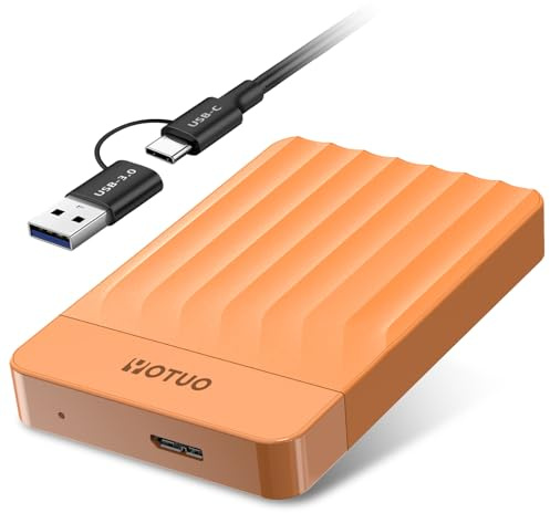 YOTUO Hard disk esterno da 1 TB, espansione di archiviazione portatile, USB 3.0 e USB-C per PC, Mac, desktop, laptop, smartphone, PS4, Xbox One, Xbox 360, ufficio e giochi, arancione