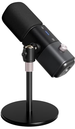 NearStream AM15X Dynamisches Mikrofon PC USB/XLR,Streaming Mikrofon | 24-Bit/48-kHz-Audio, Kopfhörer-Monitoring, Stummschaltung, Verstärkungsregelung und Tischständer, für Podcasting Streaming