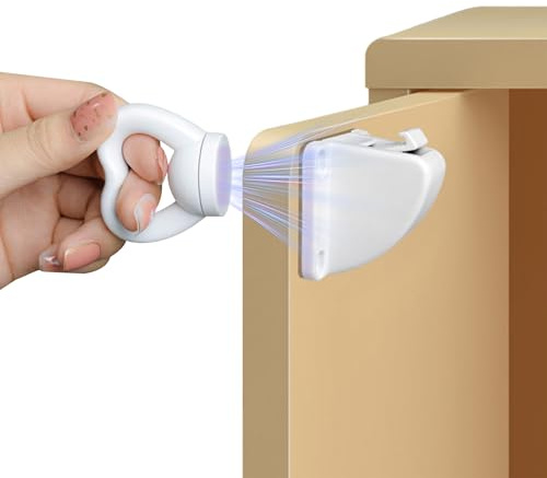 Kindersicherung Schrank Magnet, 8 Schlösser+2 Schlüssel, Schubladensicherung Baby mit Bohrinstallation und Nagelfreie Installation, Schubladen Sicherungen Baby