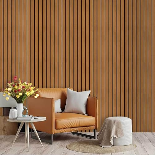 Wood Slat Wallpaper 3D Self-Adhesive Wall Panels – Rustic Wooden Panelling Effect Waterproof Wallpaper for Bedroom, Living Room, Hallway, Stairs, Feature Walls Decoration & Background Walls Design