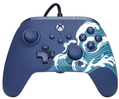PowerA Advantage Wired Controller for Xbox Series X|S - Aqua Wave, gamepad, wired video game controller, gaming controller, USB-C, Works with Xbox One, Officially Licensed