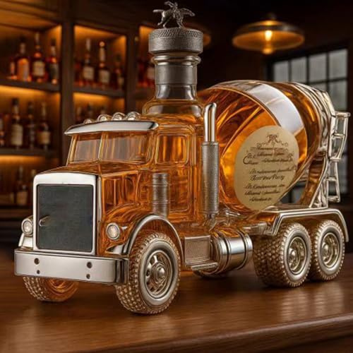 HIFRQVVC Botellas de vino y whisky, Botella de vidrio con forma de camión mezclador de whisky de 320 ml(A)